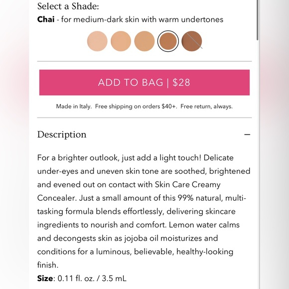 INNER BEAUTY skin care creamy concealer CHAI luminous healthy looking finish - Picture 5 of 5